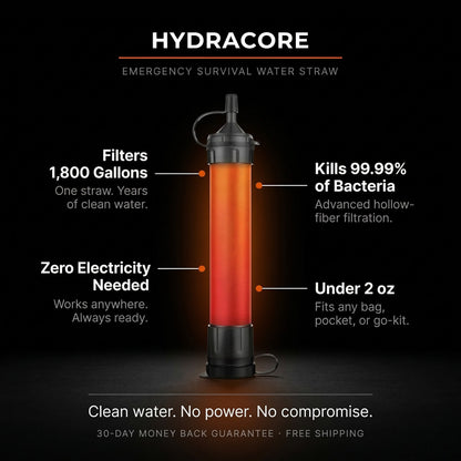 HydraCore™ Emergency Survival Water Filter Straw